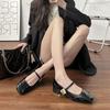 French retro single shoes 2025 grape mother spring new square head Mary Jane shoes women's comfortable soft sole shallow mouth women's shoes