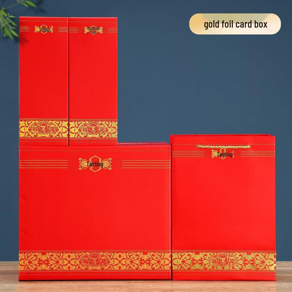 Red Glass Baijiu Bottle with High Seal, 500ml – Perfect for Weddings and Celebrations, Gift Box Included.