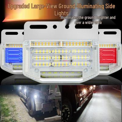 24V Weiße LED LKW Seitenleuchten: Dreiseitiger gelber Blinker, Doppelreihige Bodenbeleuchtung, Keine Totwinkelmarkierungsleuchten