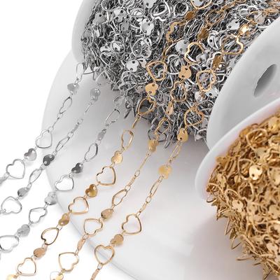 1m Rostfritt Stål Dubbelhål Persikohjärta Ihålig Kärlek Formad LänkKedjor för DIY Halsband Armband Choker Smyckestillverkning Kedja