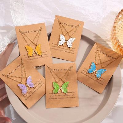 Collier papillon ethnique bohème - Bijou de chaîne de clavicule coloré