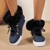Short Boot with Fur Lining for Snowy Terrain, Women's Extra-large Size, Thick and Warm Shoes