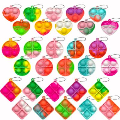 30Pcs Mini Pop Fidget Stress Relief Toys Bubble Squeeze Keychain Toys for Kids Adults Decompression Reduce Pressure Gifts