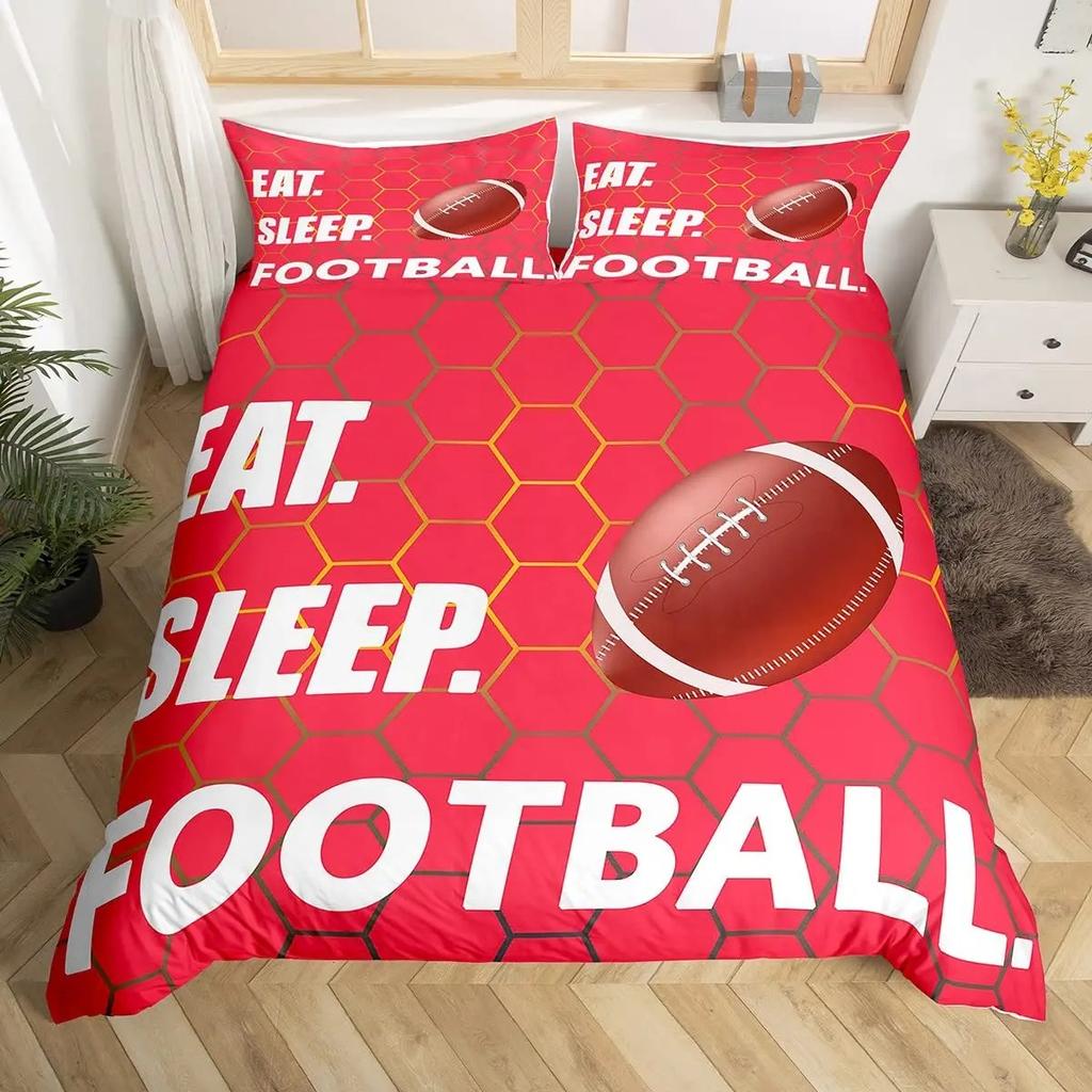 Ice Hockey Duvet Cover Hockey Sports Event Comforter Cover For Boys Girls Eat Sleep Hockey Winter Sports Hobby Bedding Set