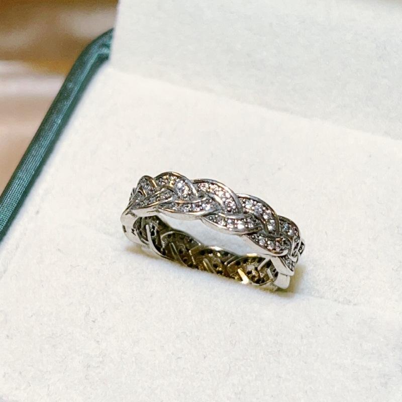 Twist 3Aring Jewelry Ring Imitation Black Tail Ring High-End Thai Silver Zircon Copper no. 10