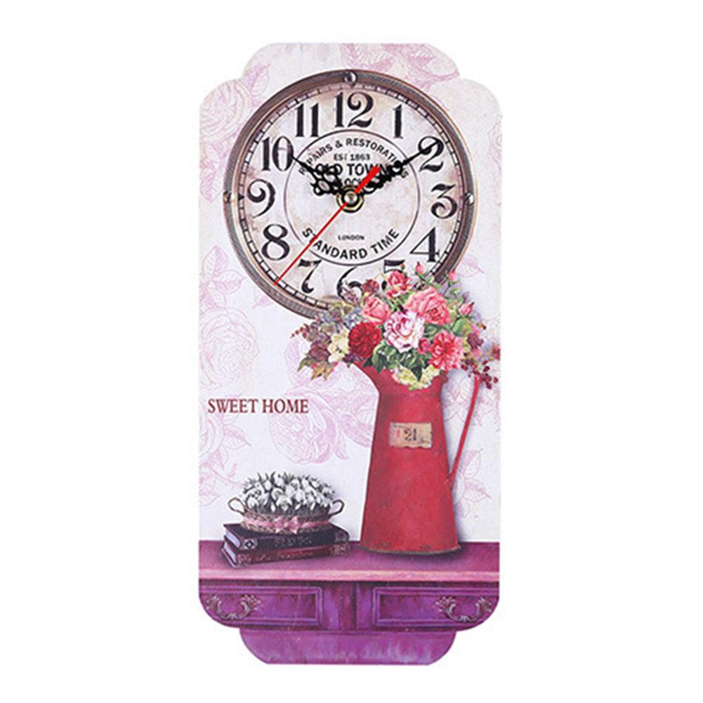 

Retro Wooden Wall Clock Wall Mounted Wooden Carfts Art Decor For Home Bedroom Living Room Office Decoration CQ605-5