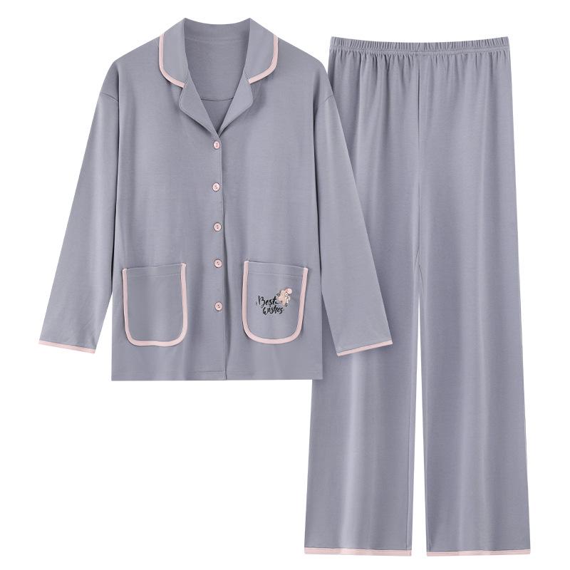 Damen Pyjama langärmlig aus reiner Baumwolle mit Brustpolstern - Vielseitig für Frühling, Herbst, Winter Homewear oder Oberbekleidungsset 2025.