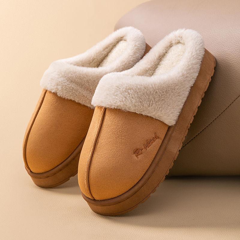 Baumwollpantoffeln Damen Saison warm und Samt dicke Sohlen drinnen und draußen Zuhause Tasche Kopf Paar flauschige Schuhe Wochenbett-Schuhe Herren