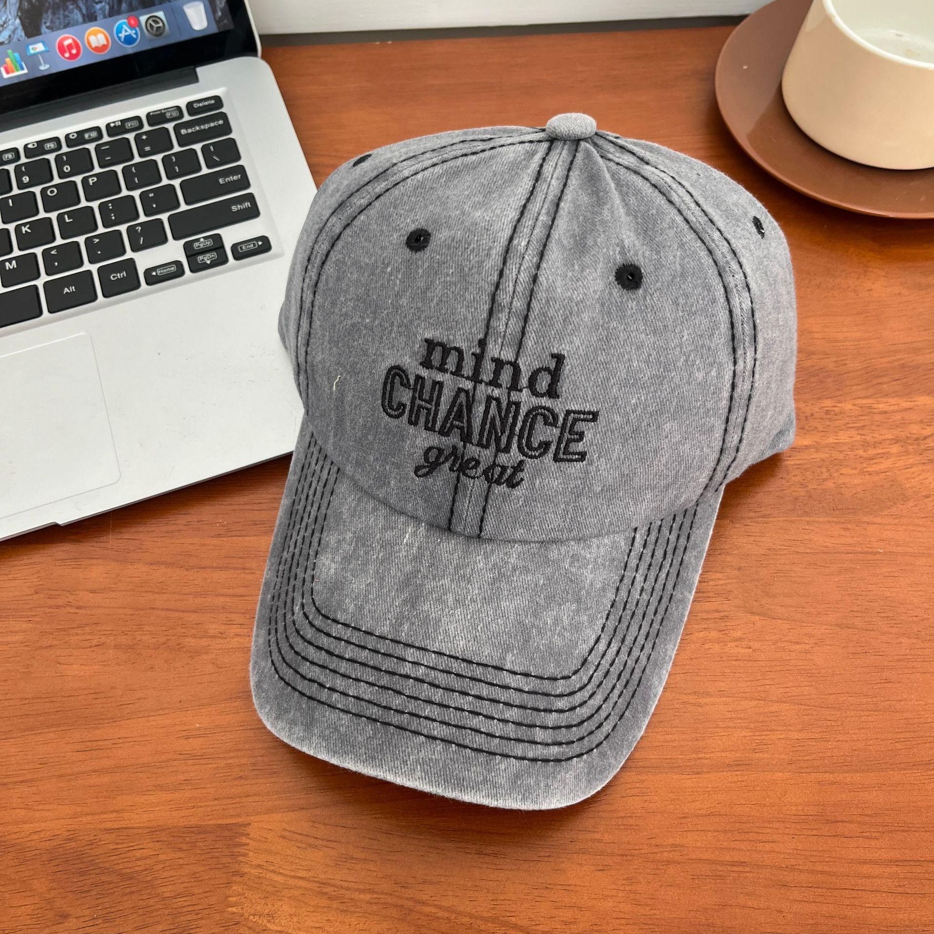 

2025 новая ретро вышивка буквы широкополая большая окружность головы бейсболка мужчины и женщины показывают лицо маленькая кепка прилив M（56-58cm）