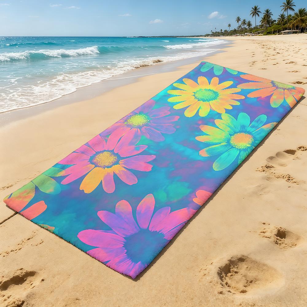 Towel For Outdoor Colorful Camping Beautiful Beach Towel Flowers Super Absorbent Quick-Drying Summer Towel