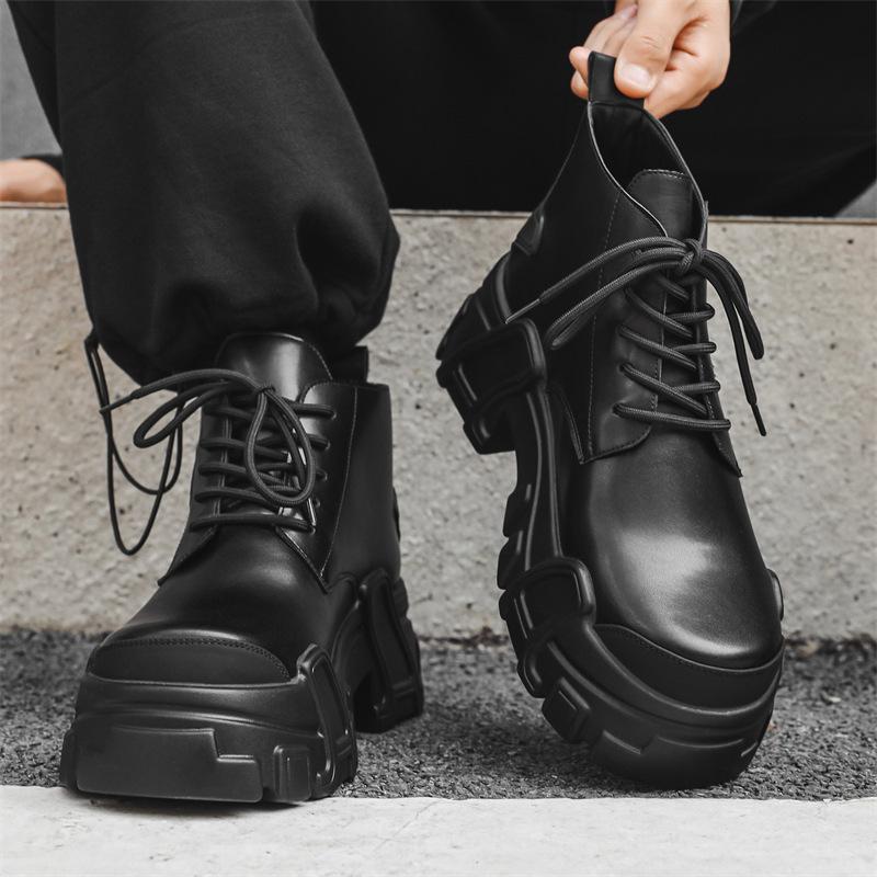 2024 new niche blade derby shoes men's trendy Darth Vader matte platform leather shoes big head locomotive boots 4324-J