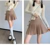 New 2024 Women's High Waist Black Pleated A-line Skirt - Short, Slimming, Summer to Autumn Style