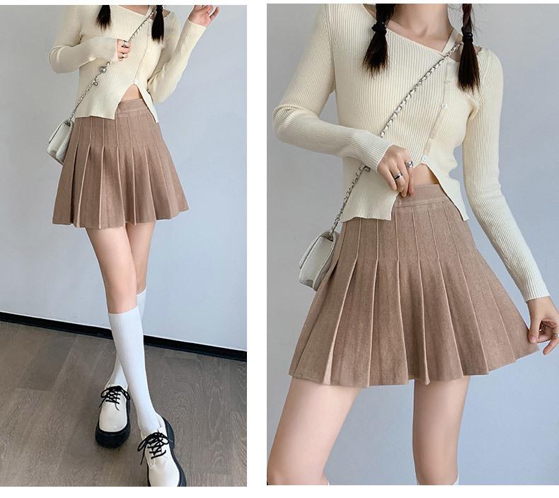 New 2024 Women's High Waist Black Pleated A-line Skirt - Short, Slimming, Summer to Autumn Style