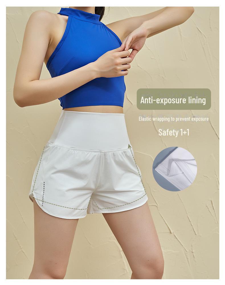 Women's Quick-Dry High-Waist Loose Running Shorts: Fake Two-Piece Yoga Fitness Pants for Summer Outdoor Wear