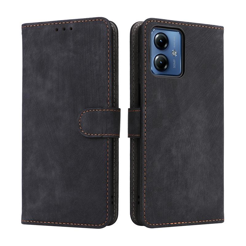 Flip-Cover für Motorola E14/Moto G14, PU-Leder, Rundumschutz [RFID-Blockierung], Wallet-Cover