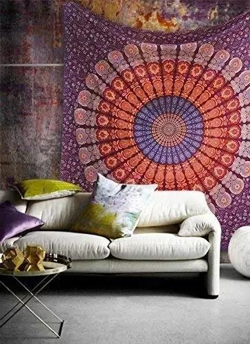 Hippie Mandala Tapestrys India Bohemian Psychedelic Bedding Decor Tapestry Aesthetic Vintage Wall Tapestry Art Tapestry Tapiz 90x75cm