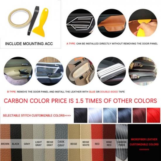 4x Black Leather Door Armrest Panel Cover Trim For VW Golf 5 Jetta 05-10 4-door