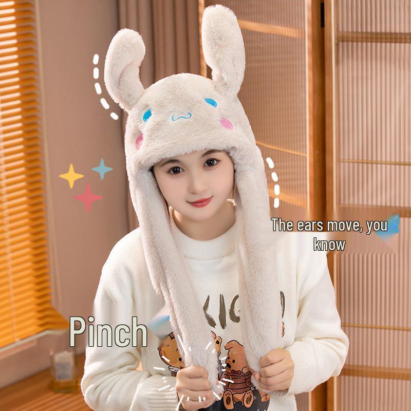 Winter Plush Ear Moving Airbag Hat - Cute Gift for Girlfriend & Kids, Perfect for Festive Fun