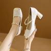 Fashion Shoes for Women 2024 Retro Medium Heeled Women's Single Party Shoes Soft ComfortableBallet Shoes Zapatos De Mujer