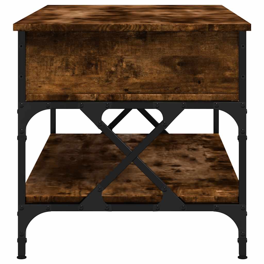 Coffee Table Smoked Oak 100x50x50 cm Wood Based Material and Metal