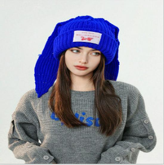 Women's Cute Korean Long-Eared Wool Rabbit Hat - Warm & Trendy for Autumn/Winter