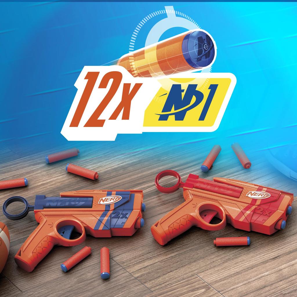 Hasbro Nerf N Series Duo Two 12 Official N1 N Series Outdoor Ages Authentic Pack Blasters, Darts, Compatible, Kids' Game, 8+, G1492,