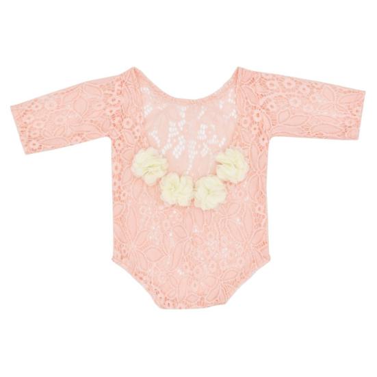 Newborn Infant Baby Flower Headband Backless Hollow Bowknot Lace Romper Set