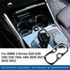 Car Cup Holder Panel Trim Frame Compatible with BMW 3 Series G20 G28 2020-2022,ABS Center Console Front Water Cup Holder Cover Interior Decoration