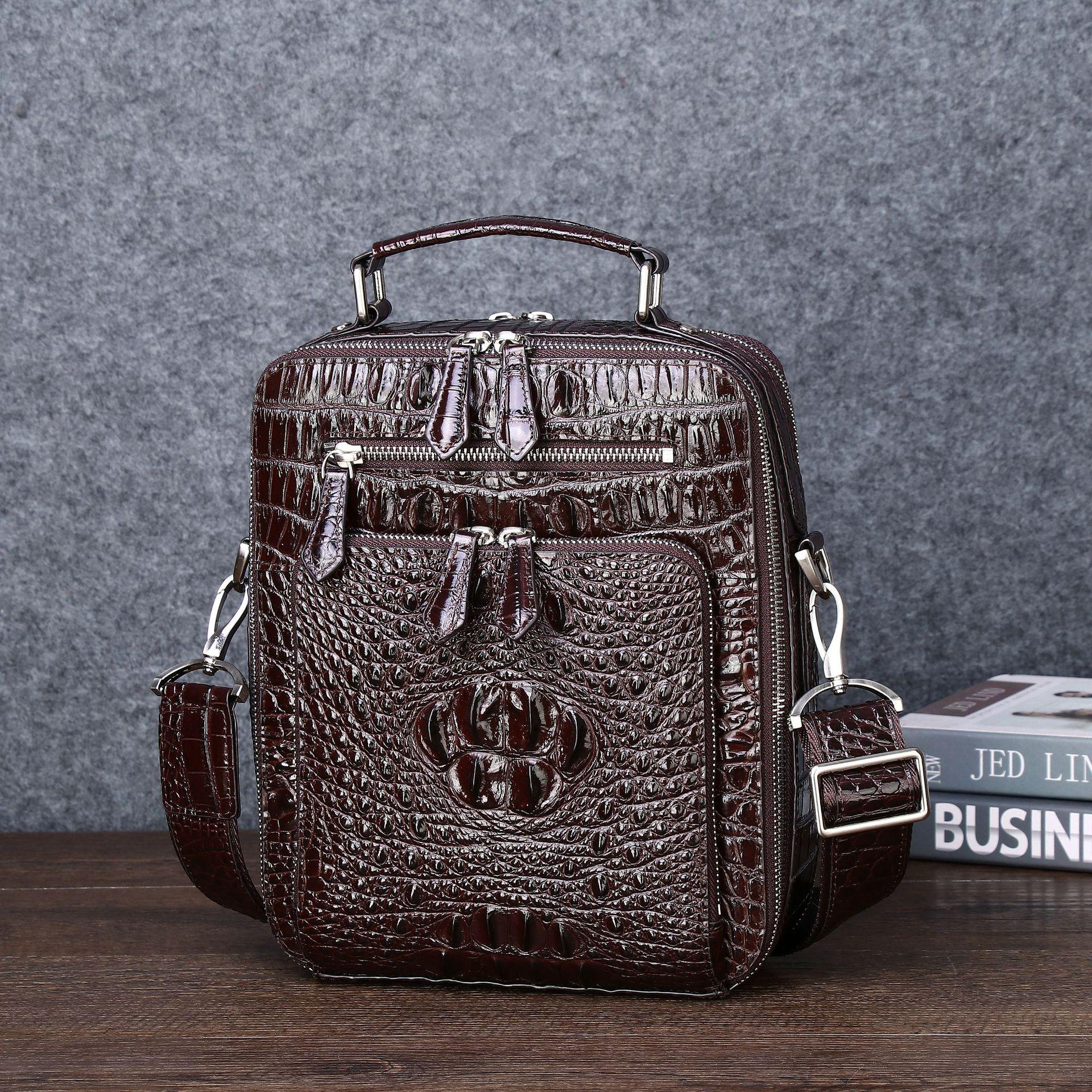 

Мужская одноплечевая сумка кроссбоди с узором крокодиловой кости, классическая и стильная мужская сумка, высококачественный деловой рюкзак