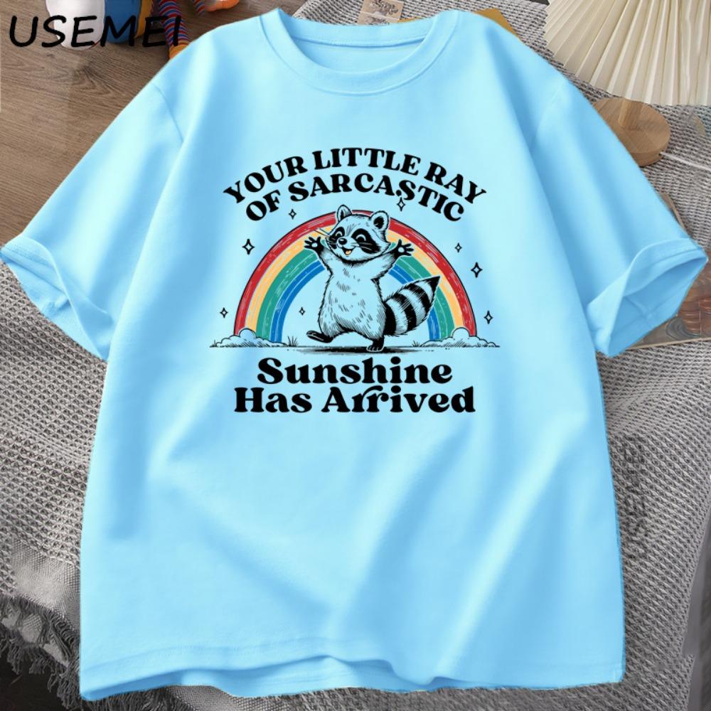 Funny Sassy Sarcastic Raccoon Printed Tshirt Your Little Ray T-shirt Casual Summer Loose T Shirts Couple Cloyhing