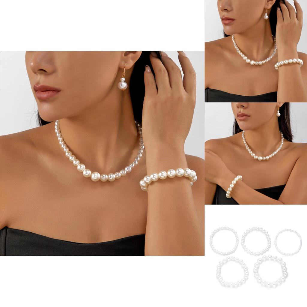 Vintage Elegant Pearl Jewelry Set With Geometric Design For Summer Gift Idea