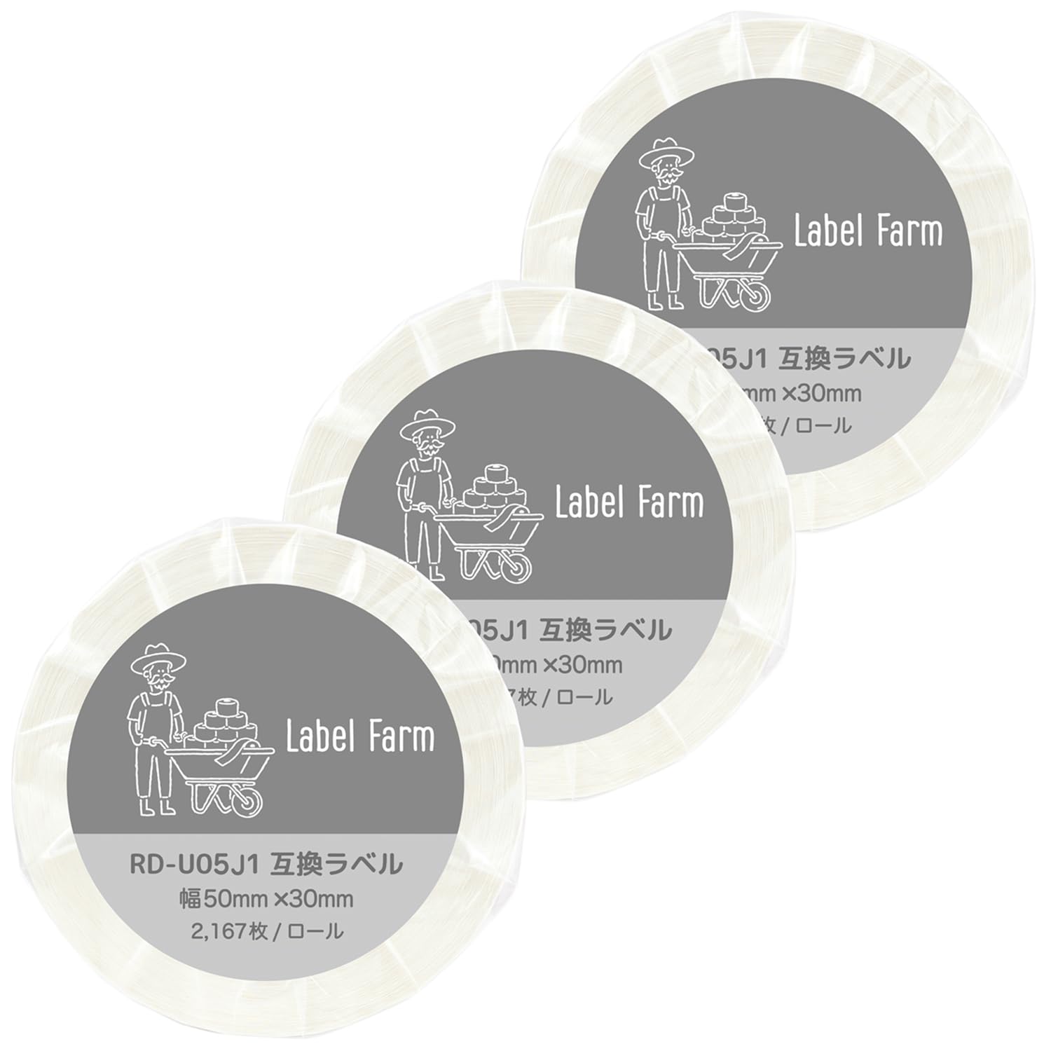 

Совместимая с Brother ширина этикетки для пищевых продуктов 50 мм x 30 мм для [Label Farm] RD-U05J1 (3 рулона) TD-2130N / TD-2130NSA и т.д. белый