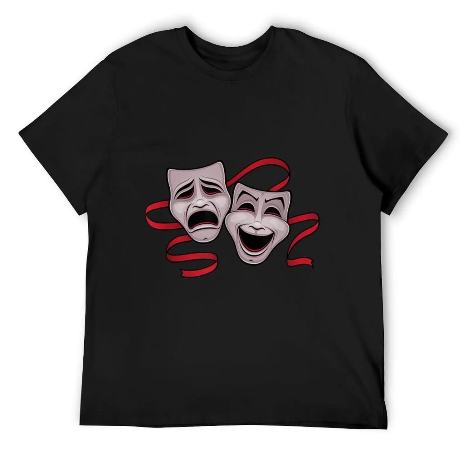 

Drama Comedy And Tragedy Mask T-Shirt sublime anime shirt shirts graphic tees men workout shirt XXXXXL чорний