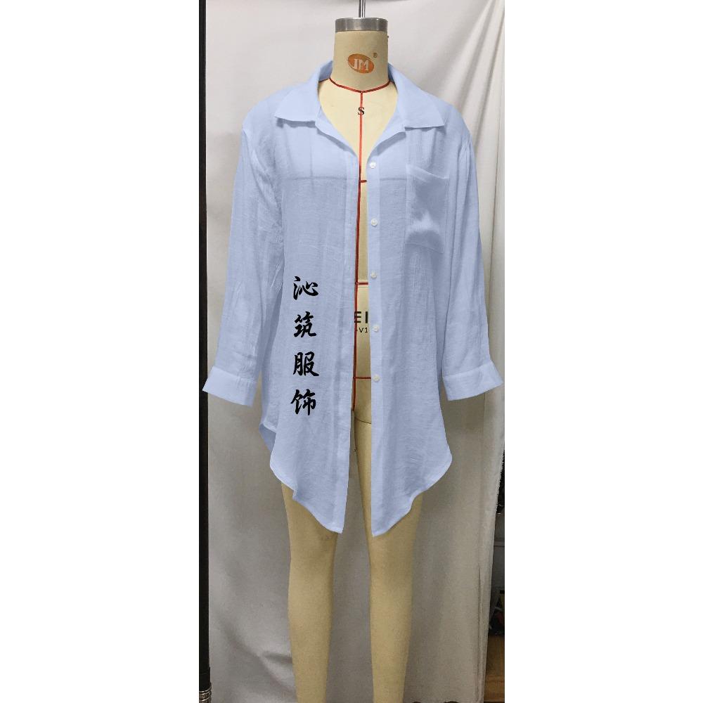 New Beach Blouse Bamboo Cotton Shirt-style Sunscreen Jacket Bikini Outer Cardigan Blouse