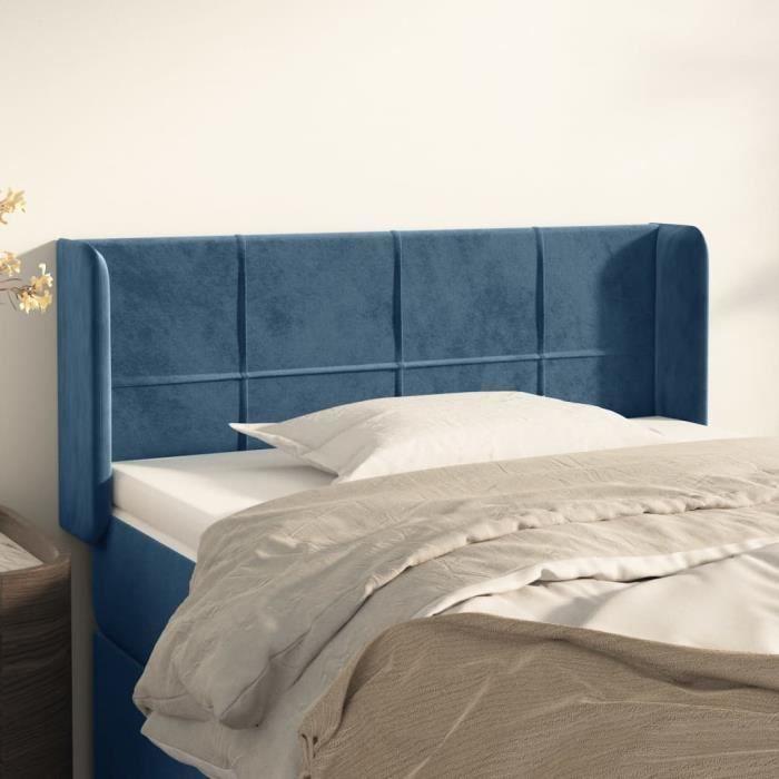 VidaXL Tête de lit avec oreilles Bleu foncé 93x16x78-88 cm Velours3118808