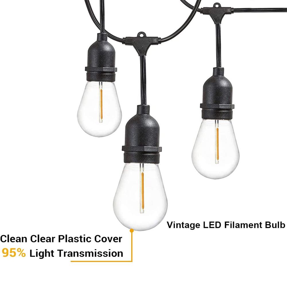 Pacote com 10 Lâmpadas LED Filamento S14 para Luzes de Fio E26 E27 1W 2W Branco Quente Cobertura de PC 5V 24V 220V Decoração Externa