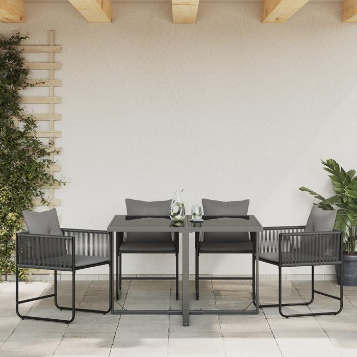 VidaXL Chaises de Jardin avec Coussins 4 pcs Noir Rattan Poly 42003027