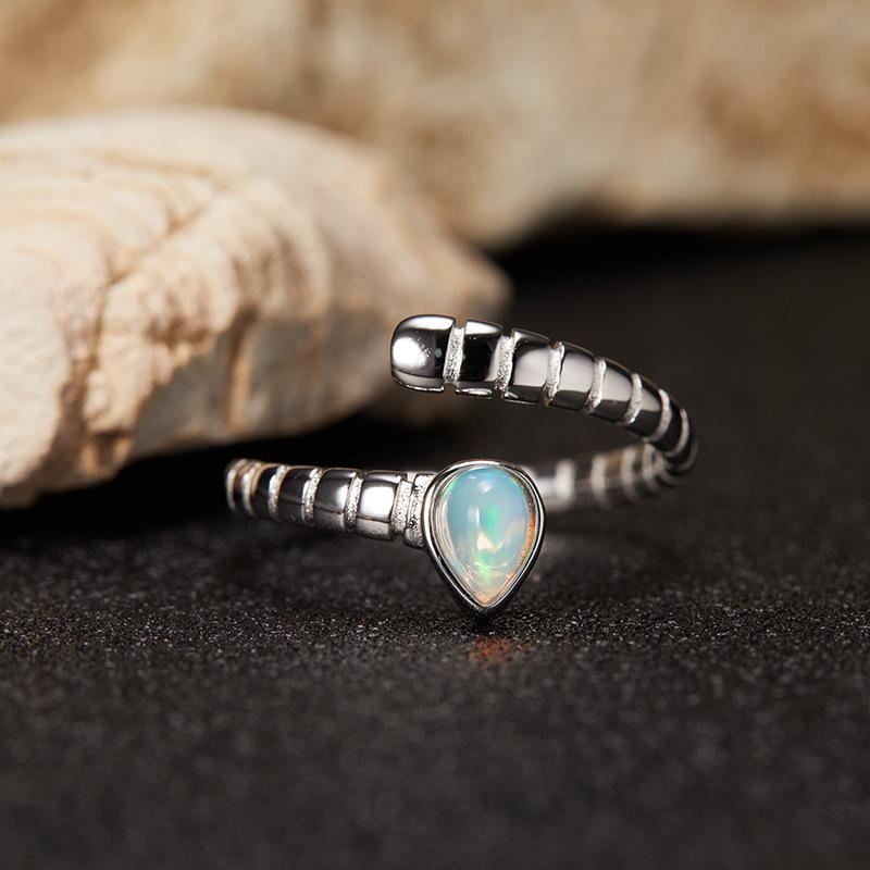Earrings S925 Sterling Silver Plated 18K Gold Snake Colored Treasure Ring, Premium Non-Fading Wind Niche Index Finger Ring