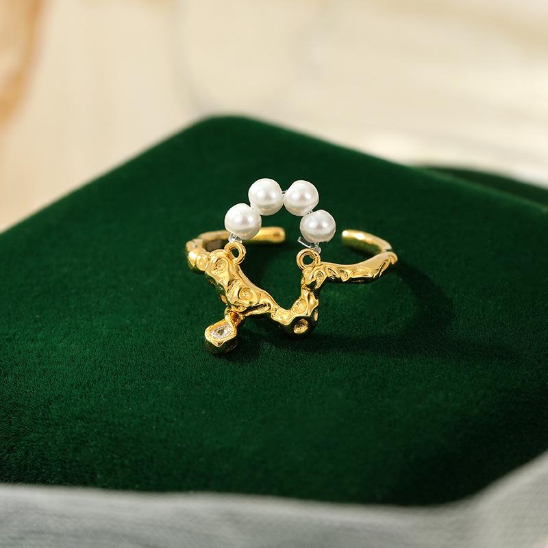 

Кольцо из серебра 925 пробы Banyan Tree с жемчужиной в форме капли - Необычный ретро-дизайн, Уникальный открытый размер для женщин Adjustable