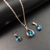 Women's Blue Green Teardrop Necklace and Earrings Set