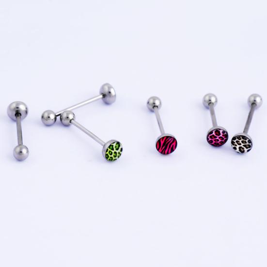 6/10Pcs/Set Women Leopard Print Bar Tongue Lip Navel Ring Body Piercing Jewelry