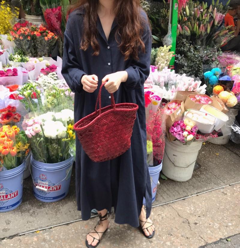 588 Korean Long Loose Cotton-Linen Shirt Dress - Plus Size, 2025 Spring Collection