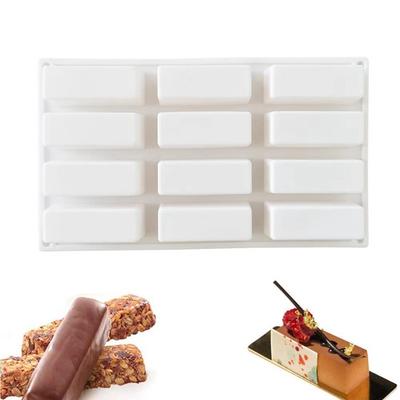 12-Cavity Rectangular Silicone Mold - Mousse Cake Chocolate Sandwich Ice Cream DIY Baking Tool