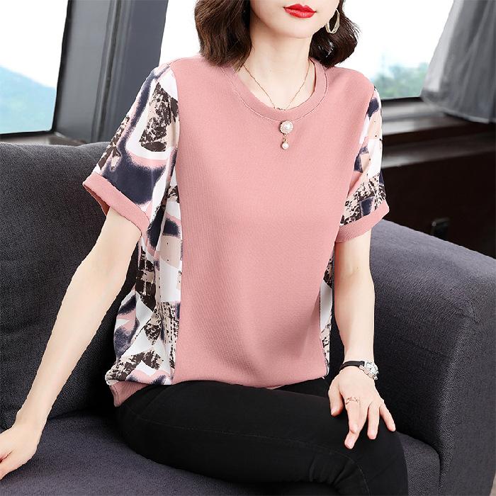 Plus Size Women's Summer Round Neck Casual Short Sleeved T-shirt