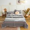 Simple Lines Summer Quilt Japanese Style Cotton Air Conditioning Quilt Luxury Soft Breathable Thin Blanket for Adults Kids
