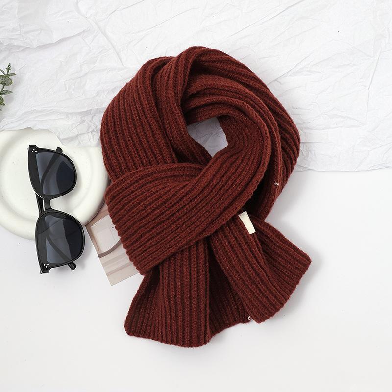 Scarf women's high-end sense autumn and winter new versatile solid color thickened warm wool knitted scarf scarf scarf