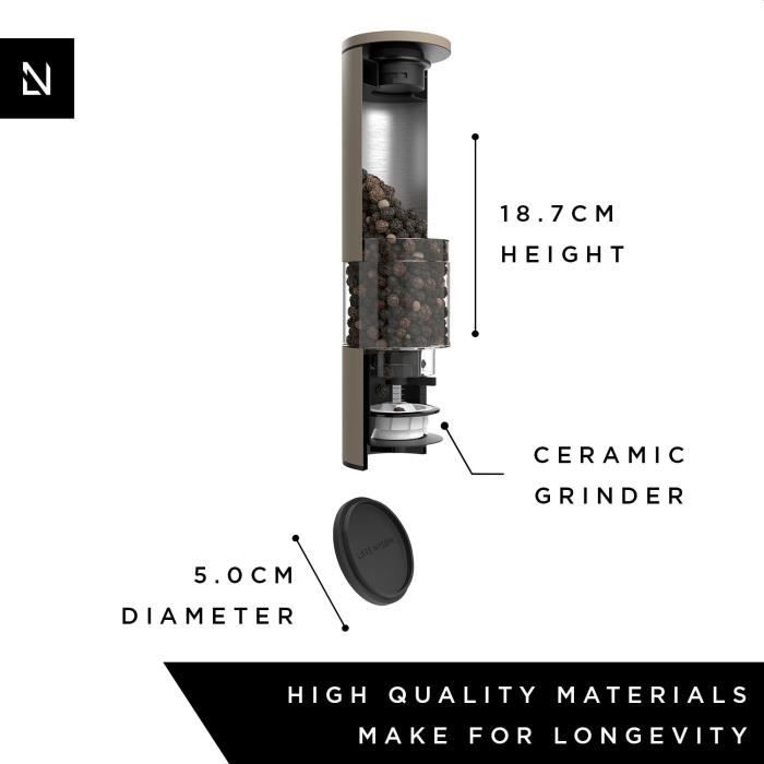 Mlýnky na koření - LARS NYSØM - Designová sada nastavitelných keramických mlýnků na sůl a pepř - Greige