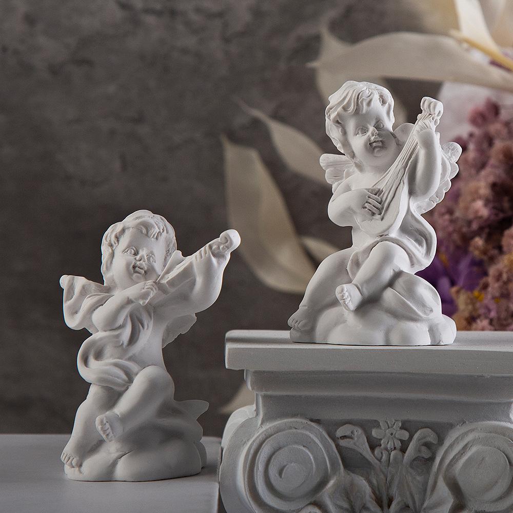4PCS Little Angel Resin Imitation Gypsum Angel European Atmosphere Ornament Shooting Props Home Creative Sculpture Crafts