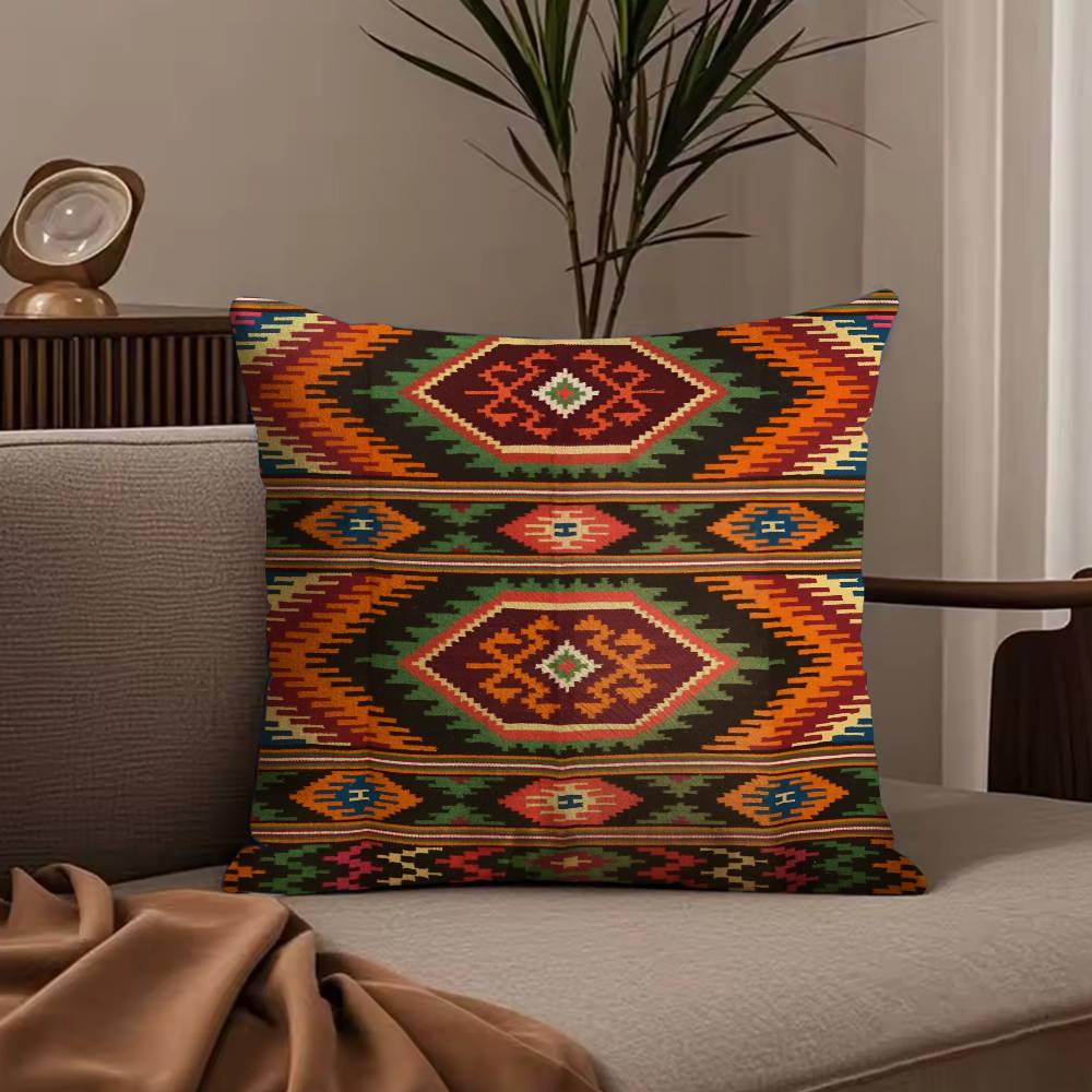 Turkish Kilim Navaho Vintage Pillow Case Anti-dustmite Pillowcase Invisible Zipper Silky Short Plush Sofa Cushion Cover