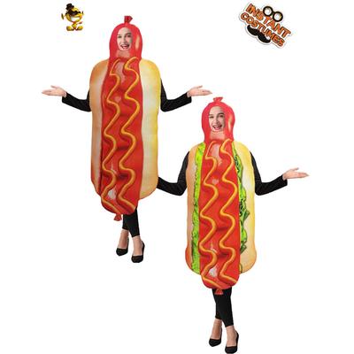 Halloween Adult Hot Dog Funny Onesie Hot Dog Cosplay Costume Stage Performance Costume